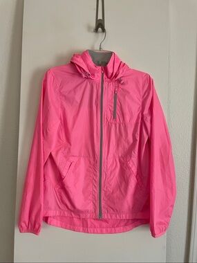 DANSKIN Lightweight Windbreaker Jacket Unlined Zippered Hot Pink